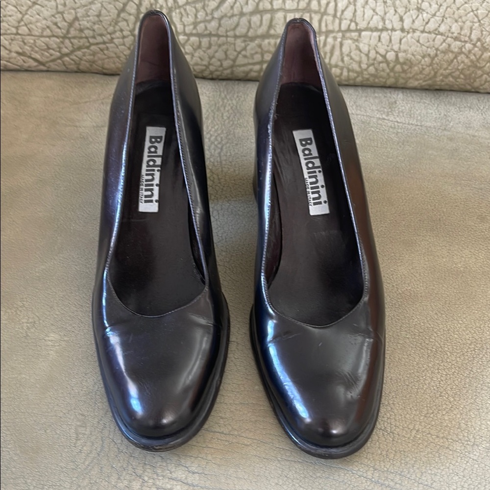 Baldinini Brown Leather Classic Heels Pumps Made in Italy Size 38.5